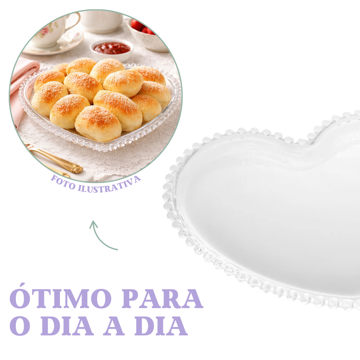 Prato Vidro Coração 22cm
