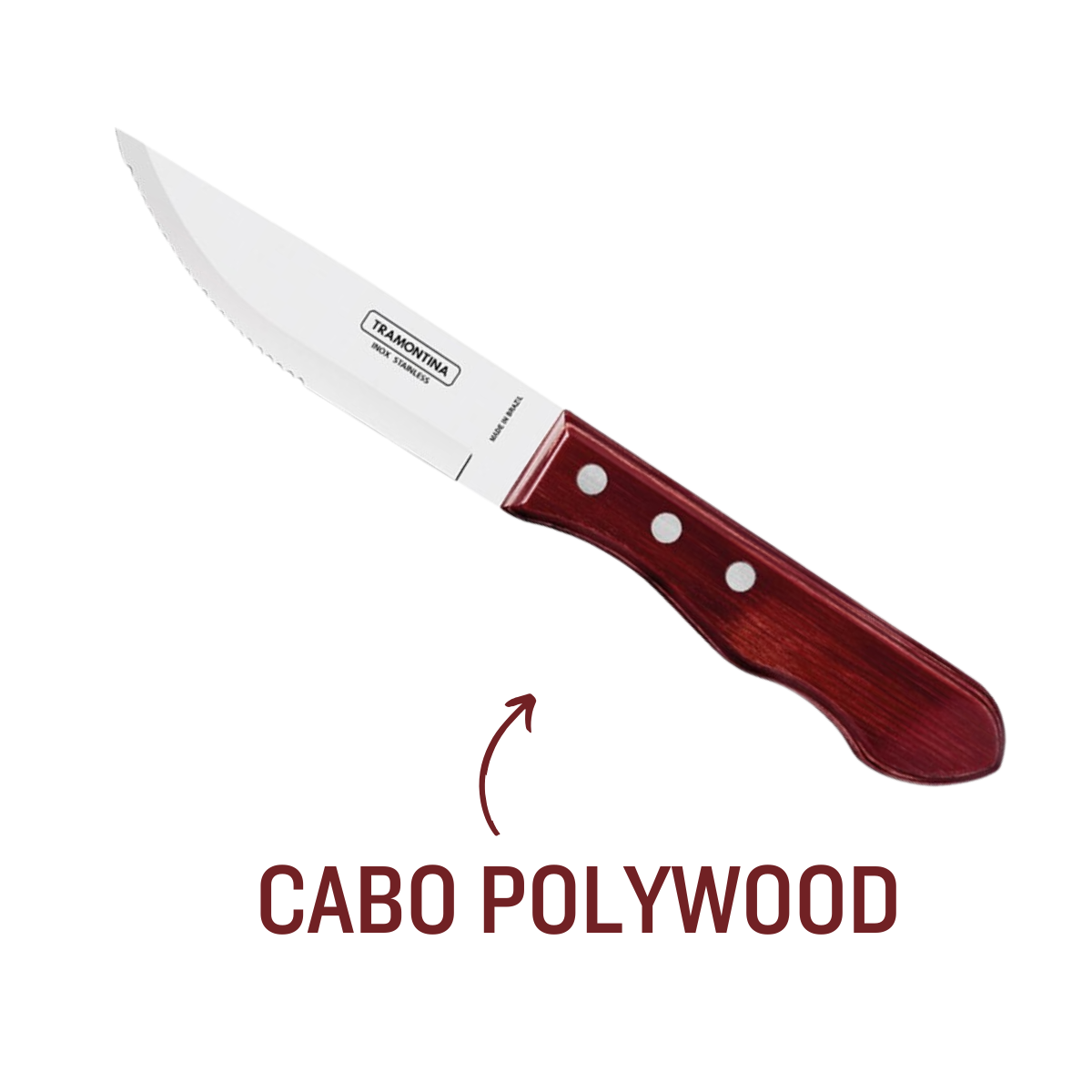 Faca Churrasco C/Ponta Jumbo Tramontina Polywood Vermelho