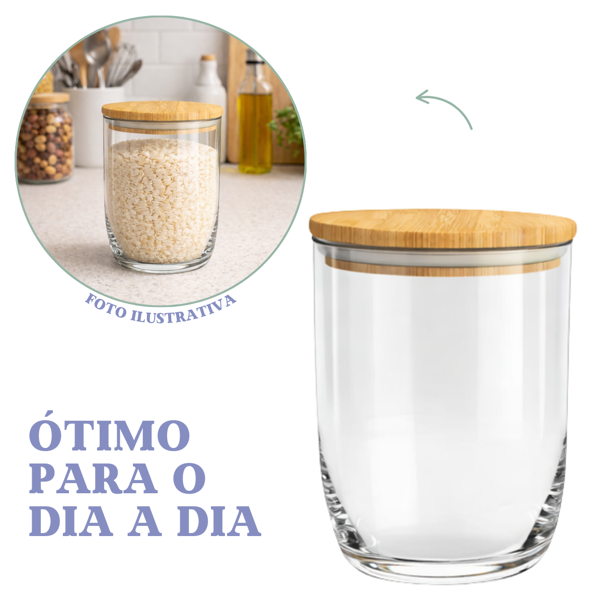 Pote Vidro Tampa Bambu 750ml