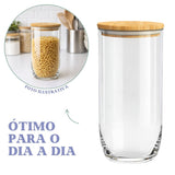 Pote Vidro Tampa Bambu 1,2Litros