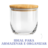 Pote Vidro Tampa Bambu 540ml