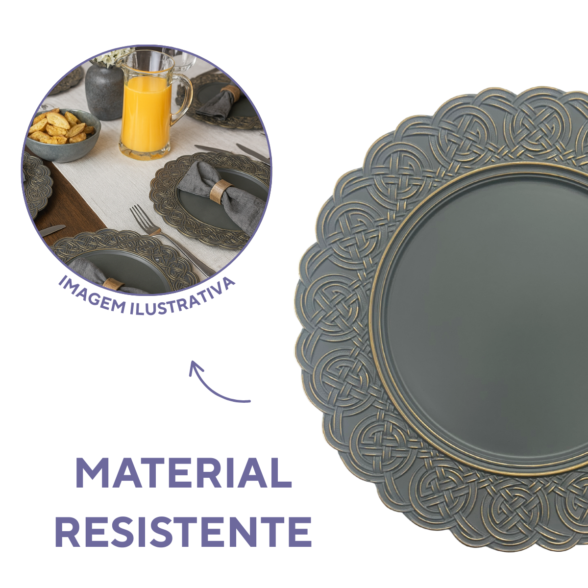 Sousplat cinza elegante