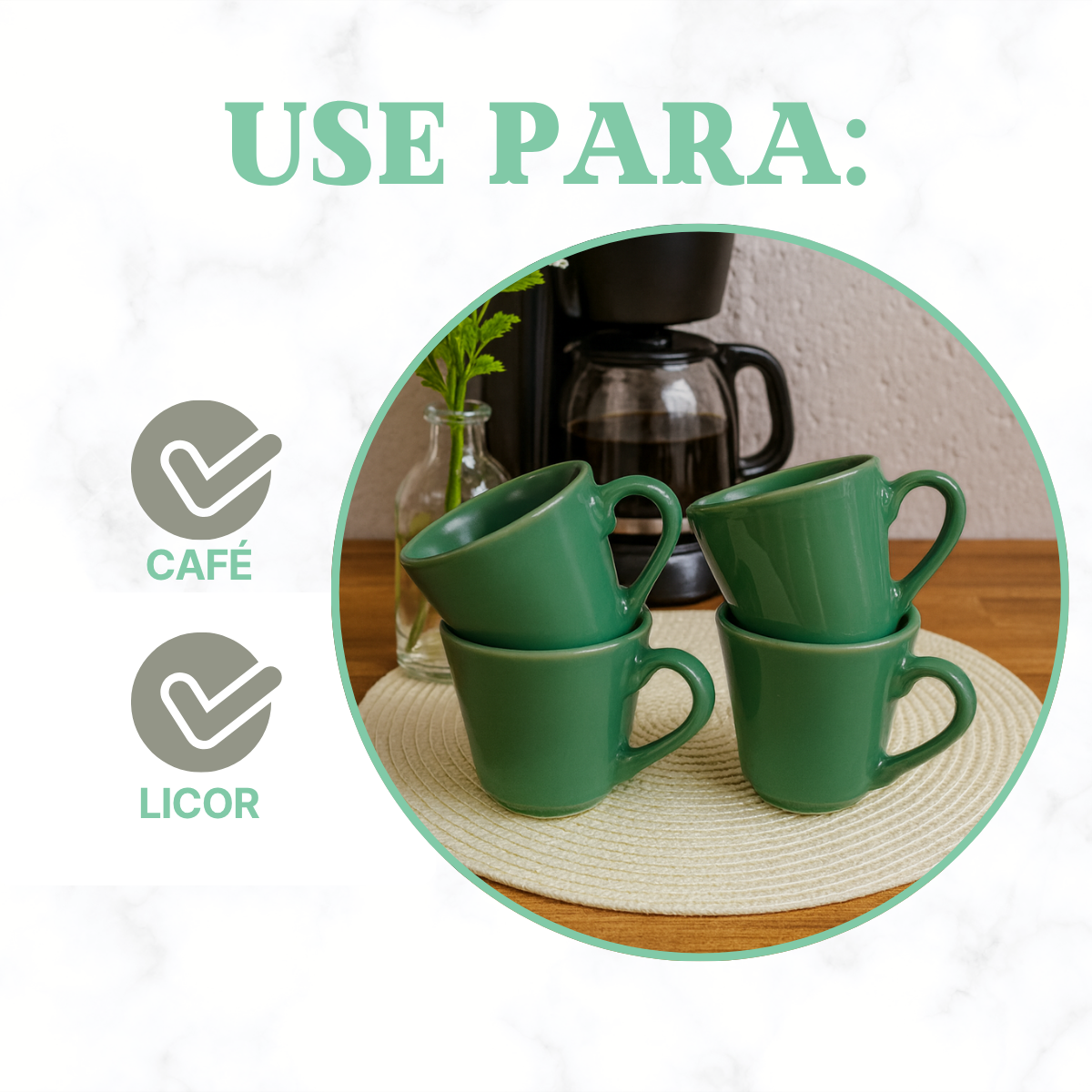 Xicara Café Ceramica Verde 70ml
