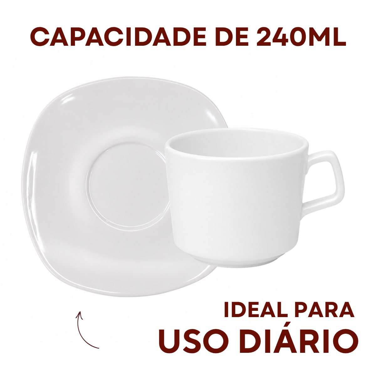 Xicara Chá Com Pires 240ml Melamina