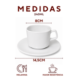 Xicara Chá Com Pires 240ml Melamina