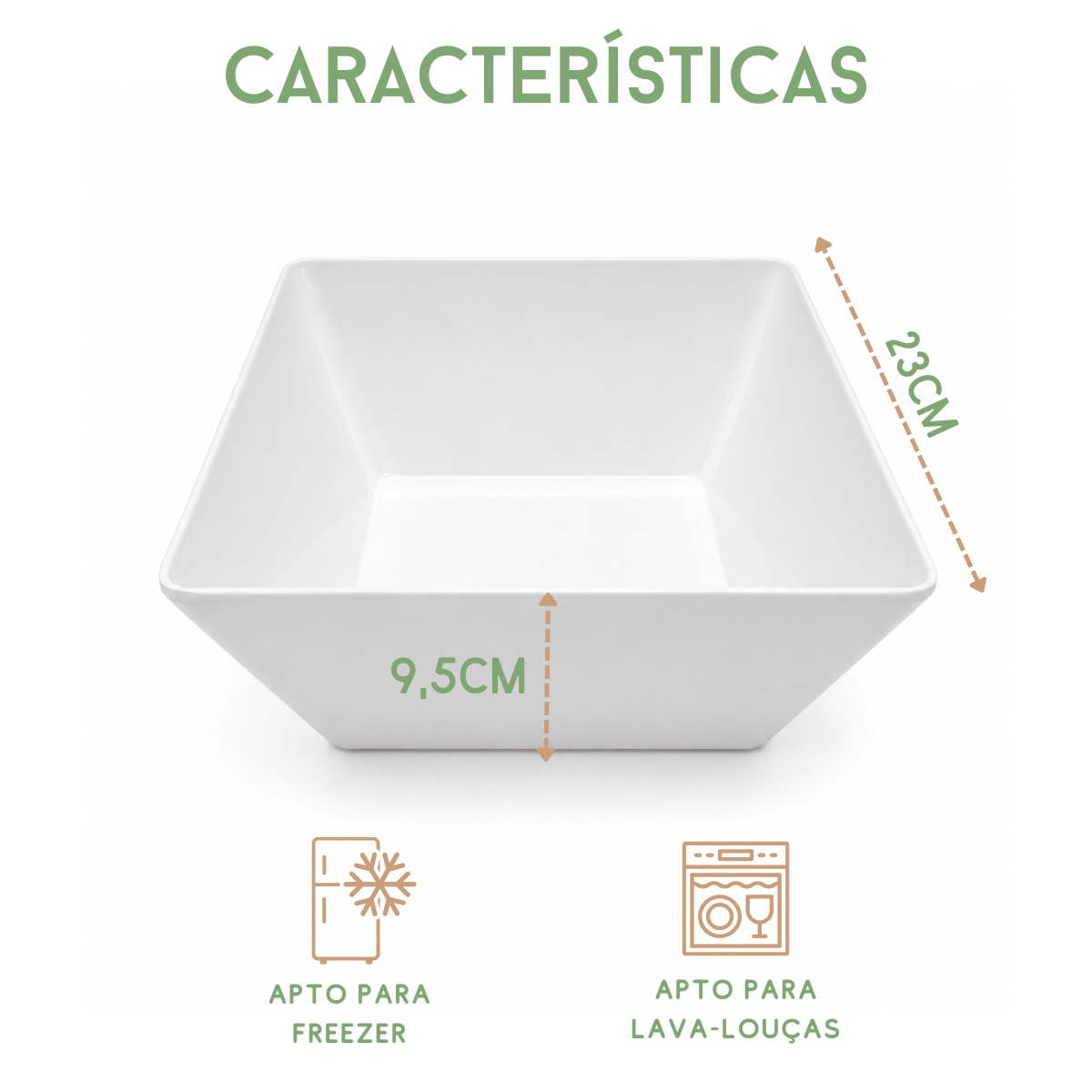 Travessa quadrada Melamina Servir