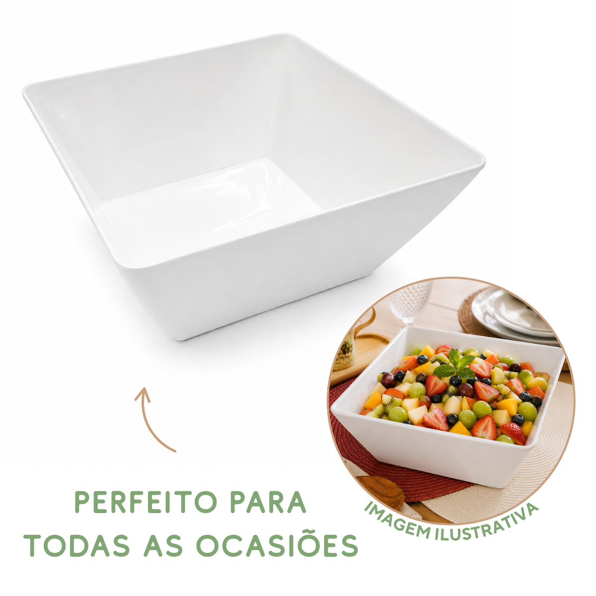 Travessa quadrada Melamina Servir