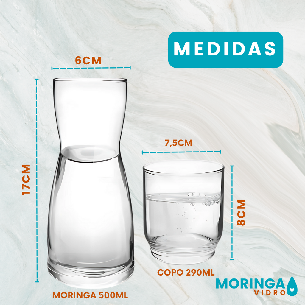 Moringa de vidro 500ml Com Copo