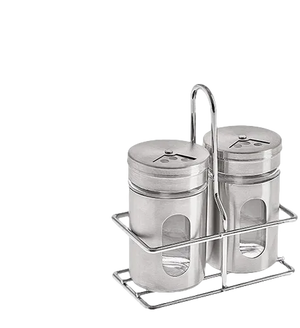 Saleiro Pimenteiro em Aço Inox Com Suporte Etilux