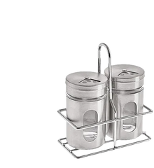 Saleiro Pimenteiro em Aço Inox Com Suporte