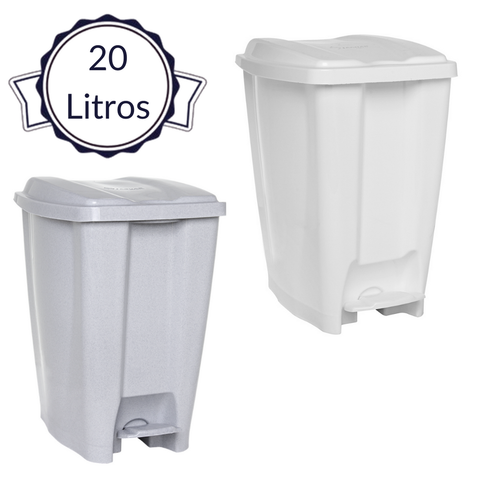 Lixeira com Pedal 20L Branca ou Cinza Jaguar