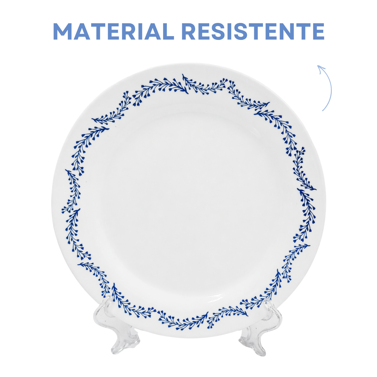 Prato Raso Menu Opaline Borda Azul