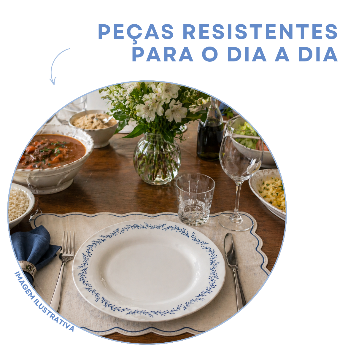Prato Raso Menu Opaline Borda Azul