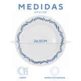 Prato Raso Menu Opaline Borda Azul