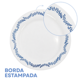 Prato Raso Menu Opaline Borda Azul