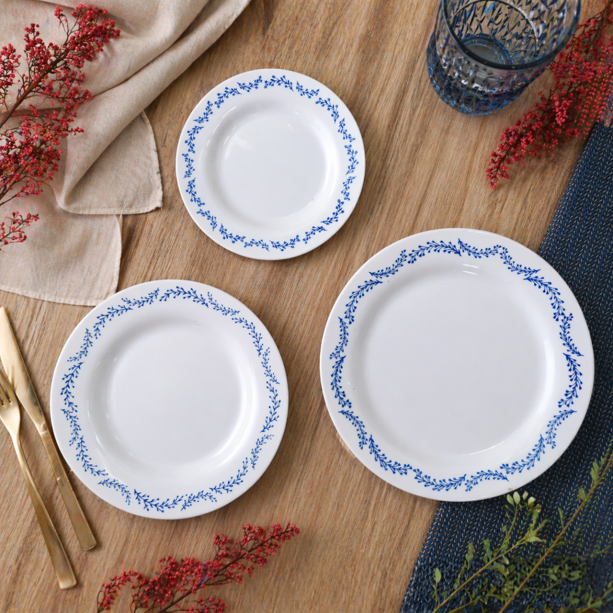 Prato Raso Menu Opaline Borda Azul