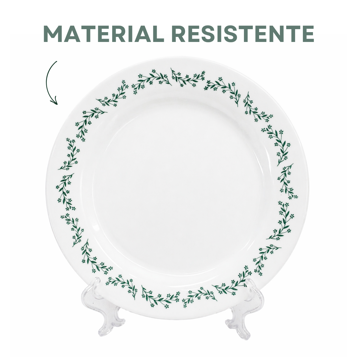 Prato Raso Menu Opaline Borda Verde