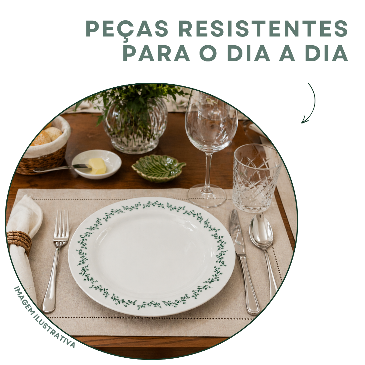 Prato Raso Menu Opaline Borda Verde