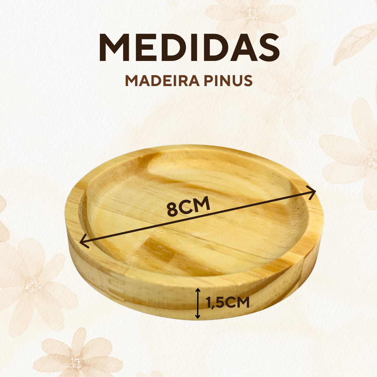 Pires redondo madeira pinus 8cm
