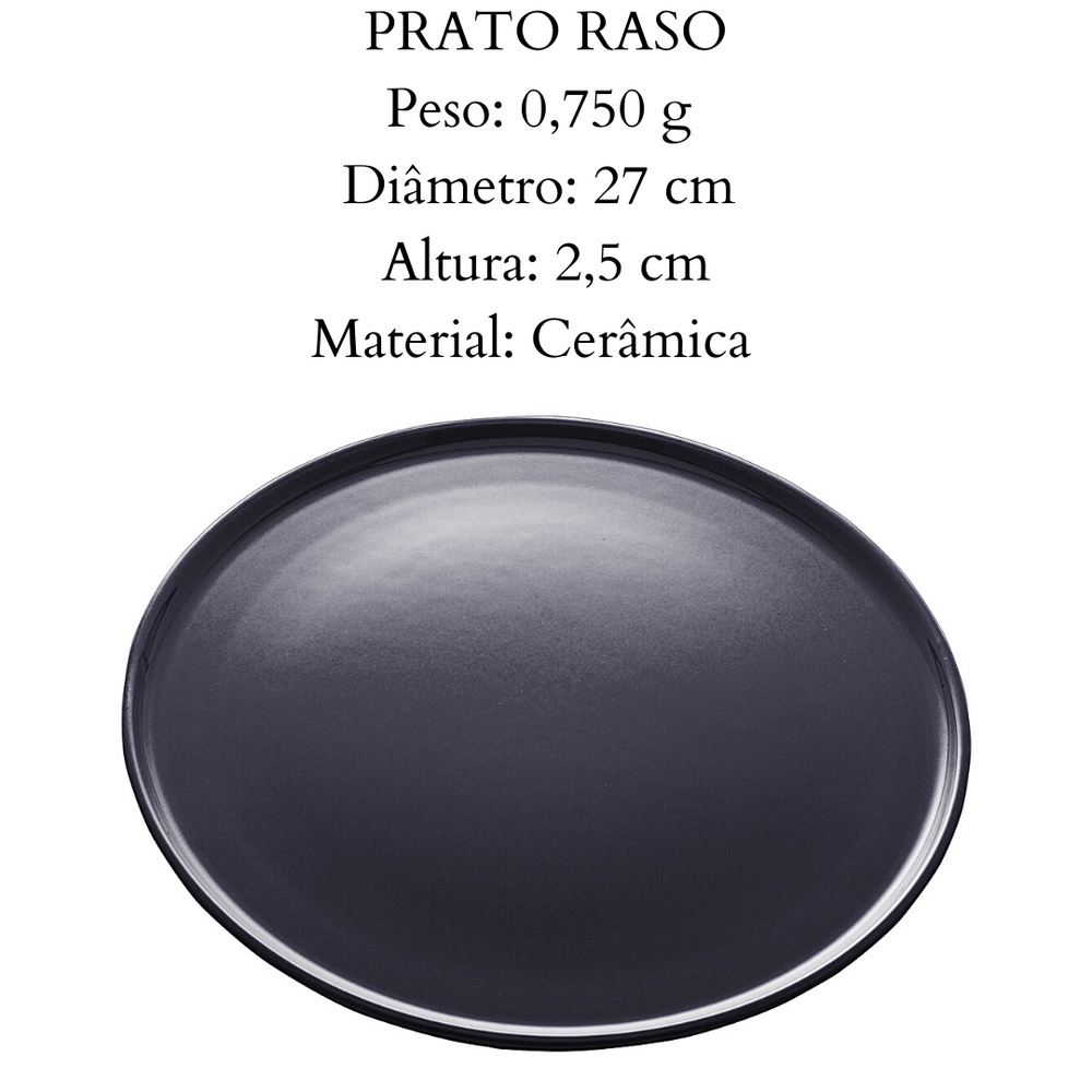 Prato raso 27cm Vadim azul escuro Wolff cerâmica Rojemac