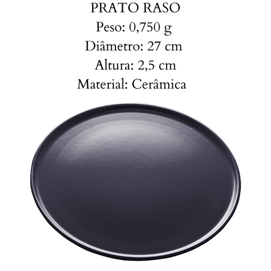 Prato raso 27cm Vadim azul escuro Wolff cerâmica