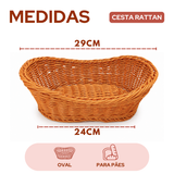 Cesto Oval Polyratan 29x19cm Pães
