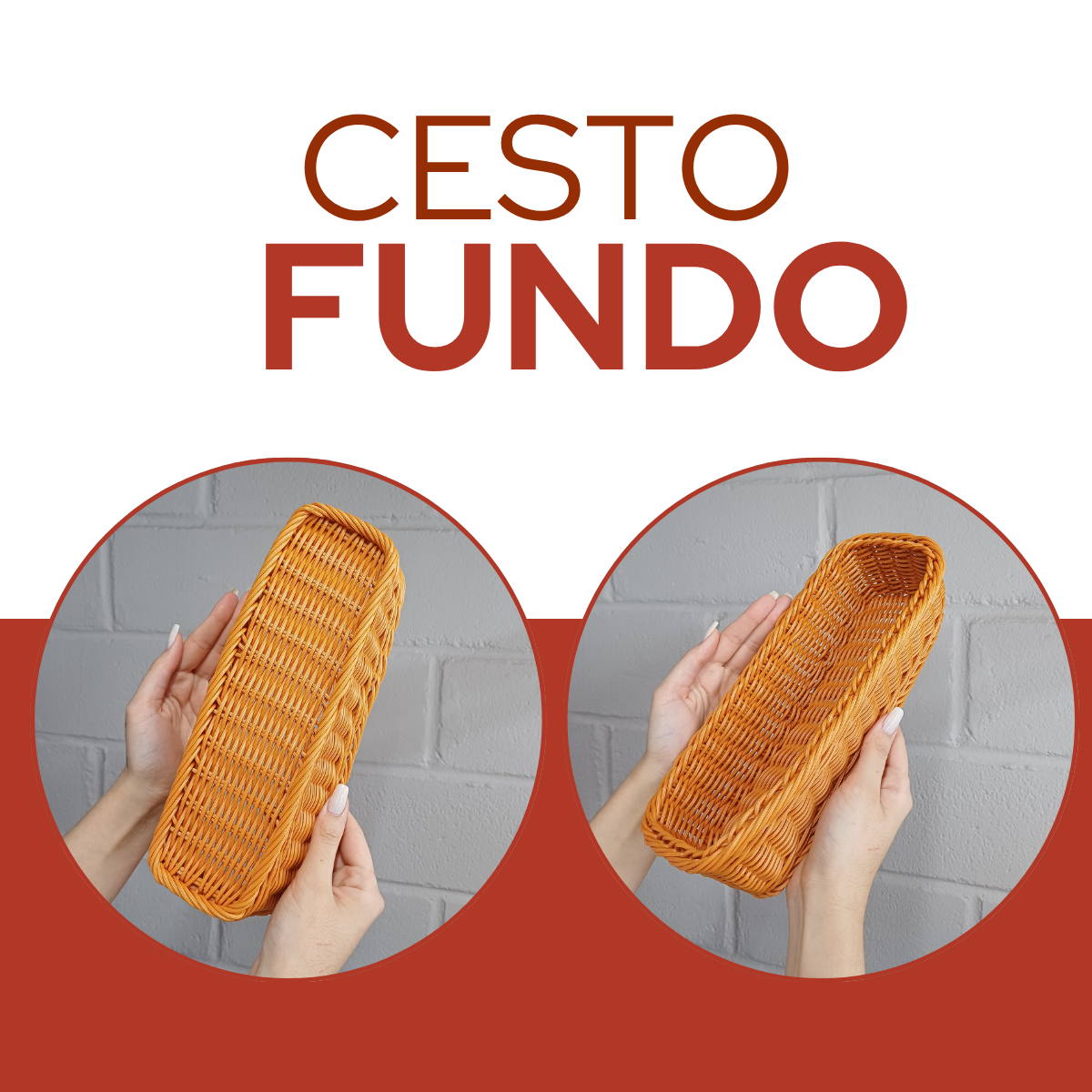 Cesto Retangular Polyratan 29x12cm