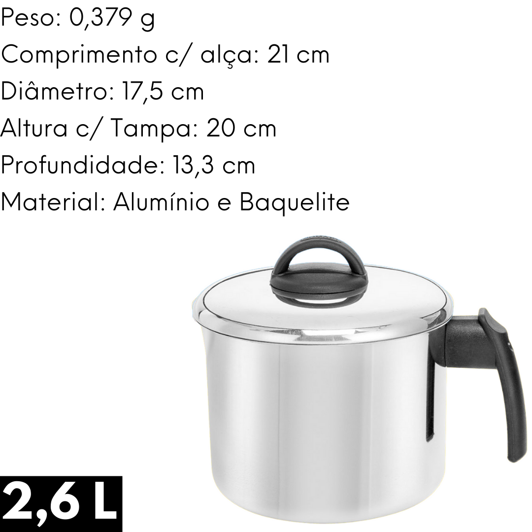 Canecão Fervedor Benissimo N16 Aluminio Polido Com Tampa e Ramos