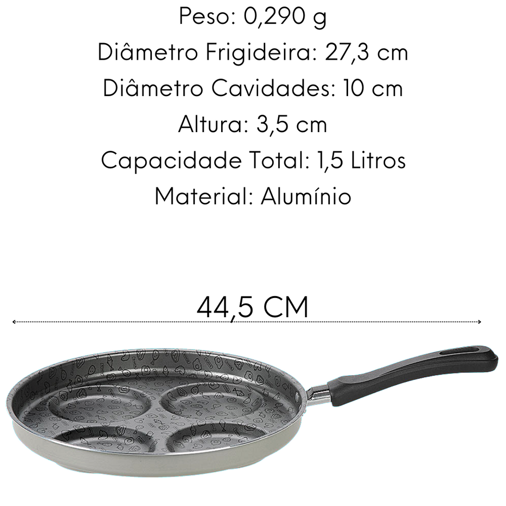 Frigideira 4 Ovos Antiaderente Cinza/Grafite Ramos