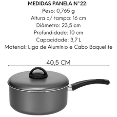Panela Extra N22 Antiaderente Grafite