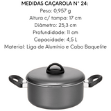 Panela Caçarola N24 Alumínio C/ Cabo Baquelite 4,5l Grafite Ramos