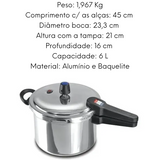Panela de Pressão Aluminio Polida 6L Ramos