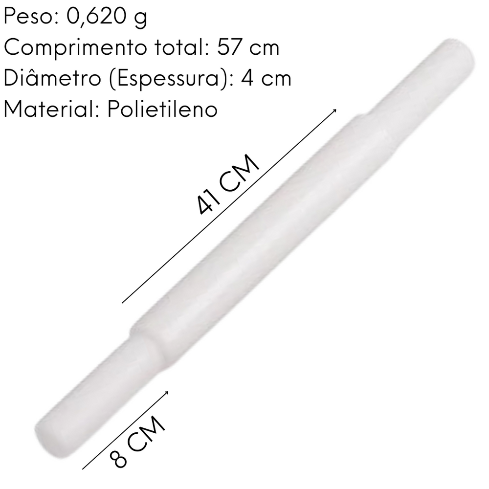 Rolo de Massa Profissional Maciço 40cm - A Gourmet