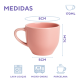 Xicara Chá Rosa Porcelana e Pires Coração