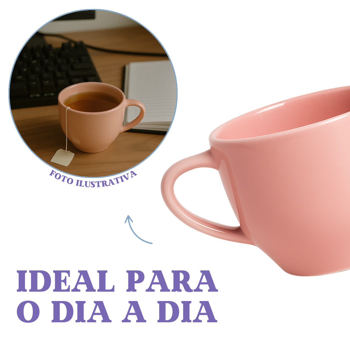 Xicara Chá Porcelana Rosa