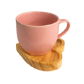 Xicara Chá Rosa Porcelana e Pires Coração