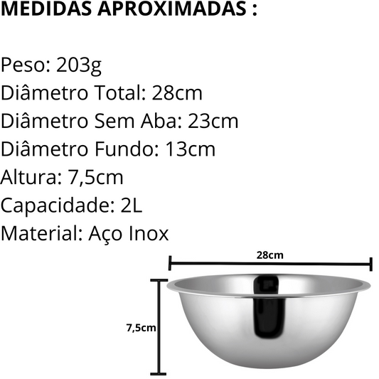 Tigela Bowl em Aço inox 28cm