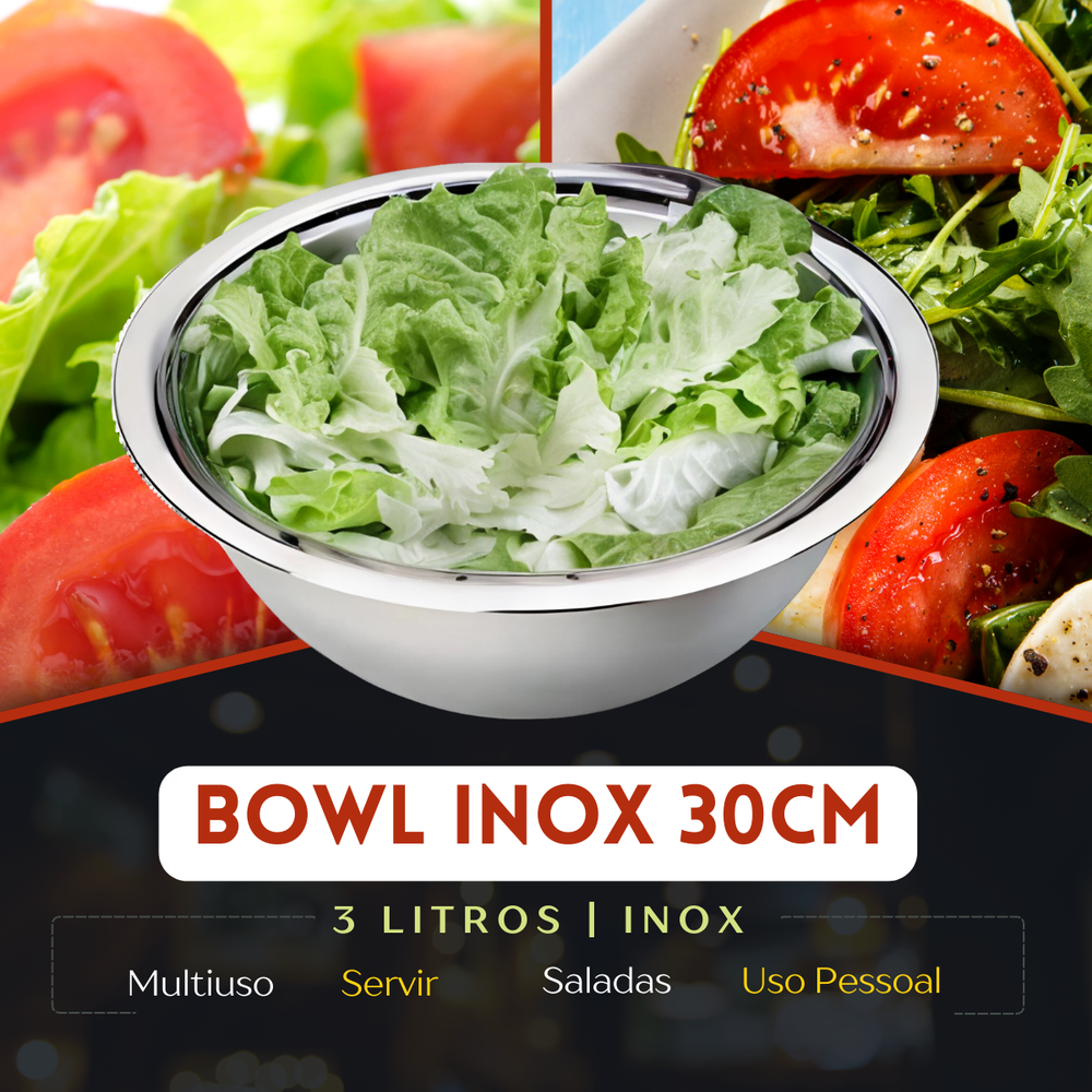 Tigela Bowl de Aço Inox 3L - A Gourmet
