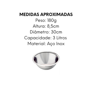 Tigela Bowl de Aço Inox 3L - A Gourmet
