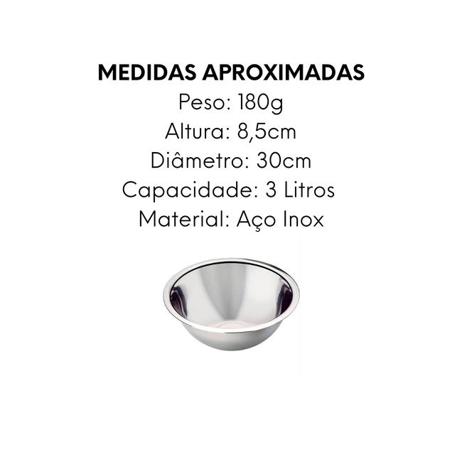 Tigela Bowl de Aço Inox 3L Main Image