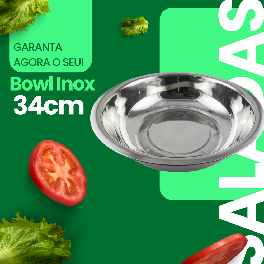 Tigela Bowl em Aço Inox 34cm - A Gourmet