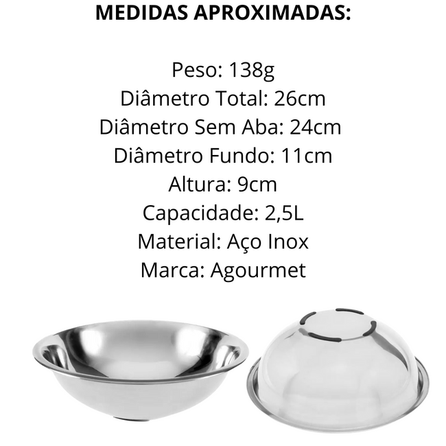 Tigela Bowl em Aço Inox 26cm Com Base Main Image
