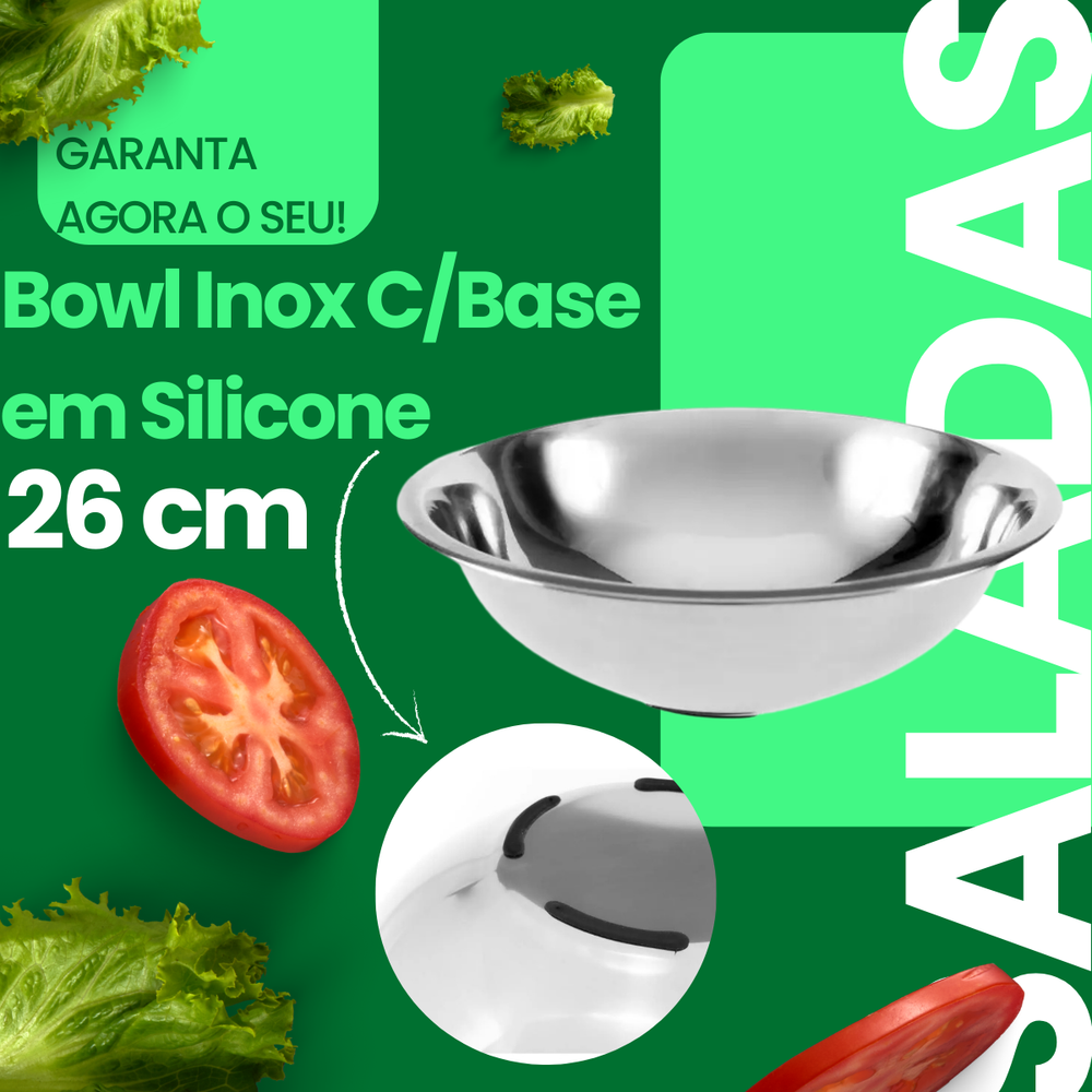 Tigela Bowl em Aço Inox 26cm Com Base - A Gourmet