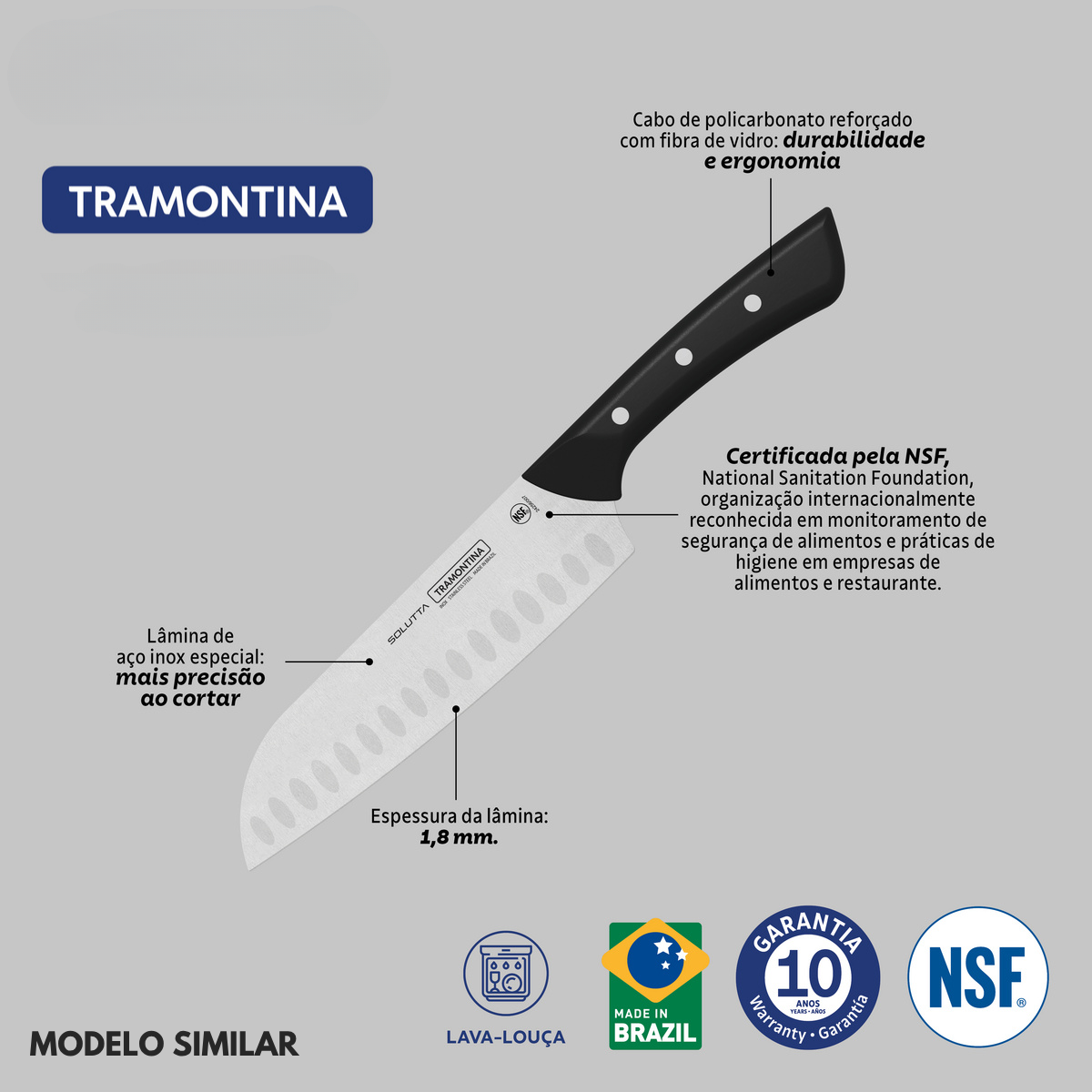 Faca Tramontina Santoku Century 4°