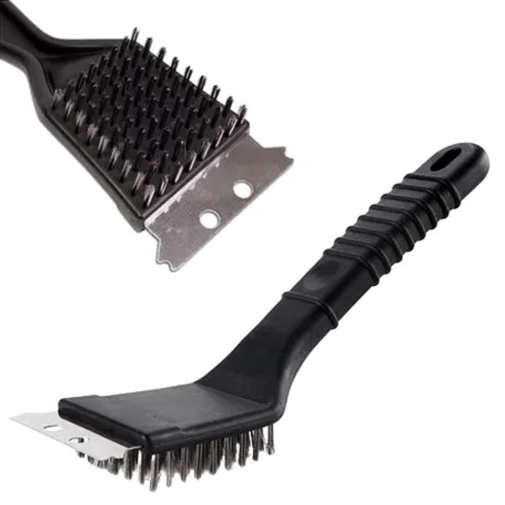 Escova Para Limpar Grelha de Churrasco Com Espátula Original