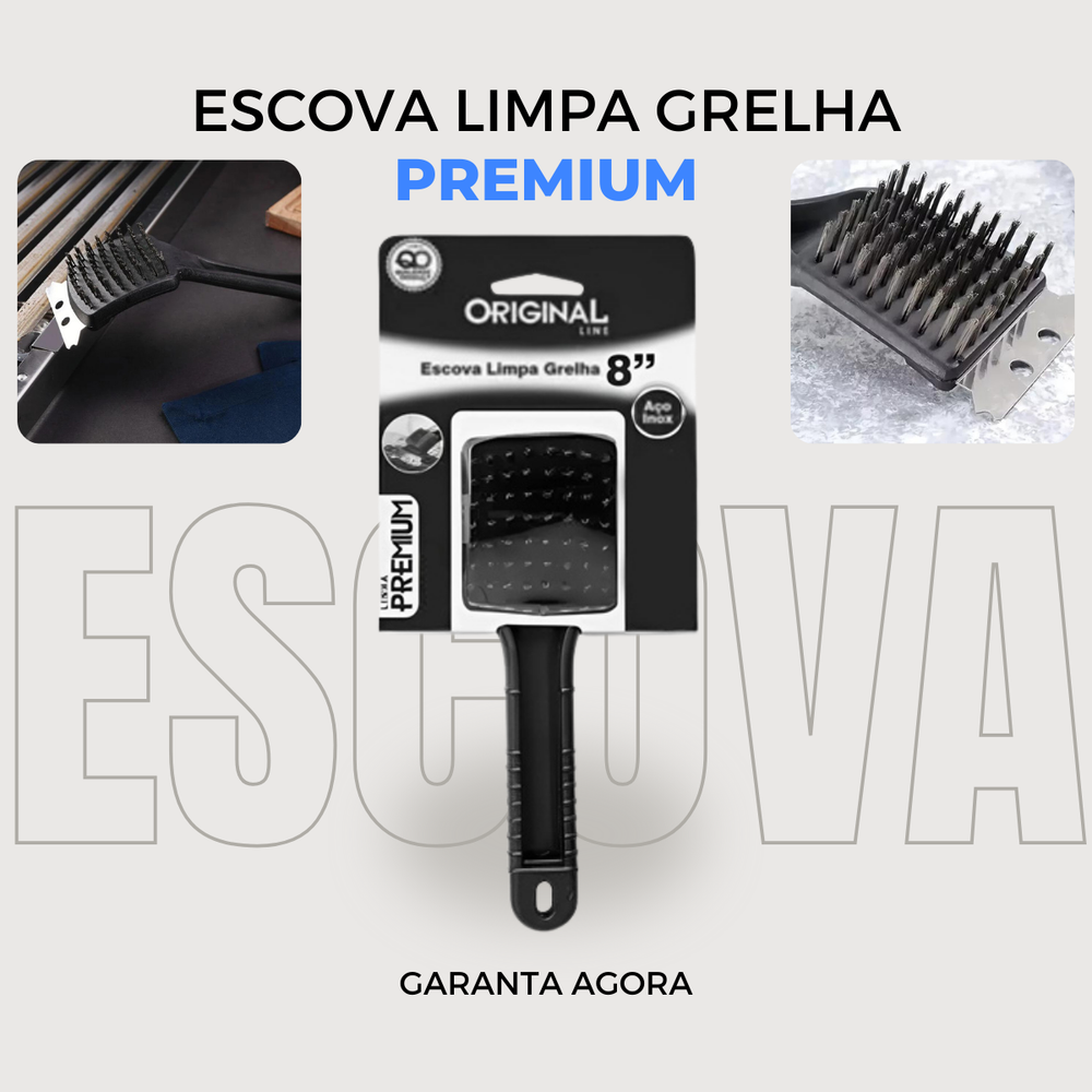 Escova Para Limpar Grelha de Churrasco Com Espátula Original