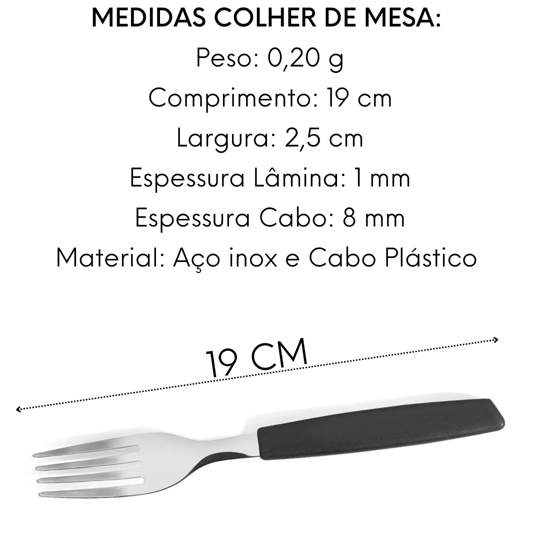 Garfo de Mesa Color Preto em Aço inox Original