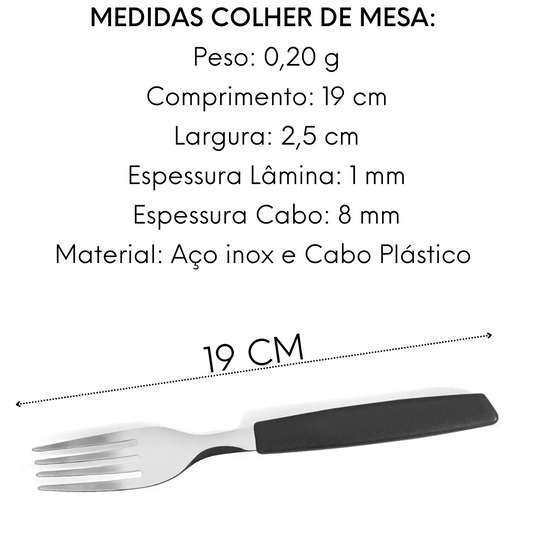 Garfo de Mesa Color Preto em Aço inox