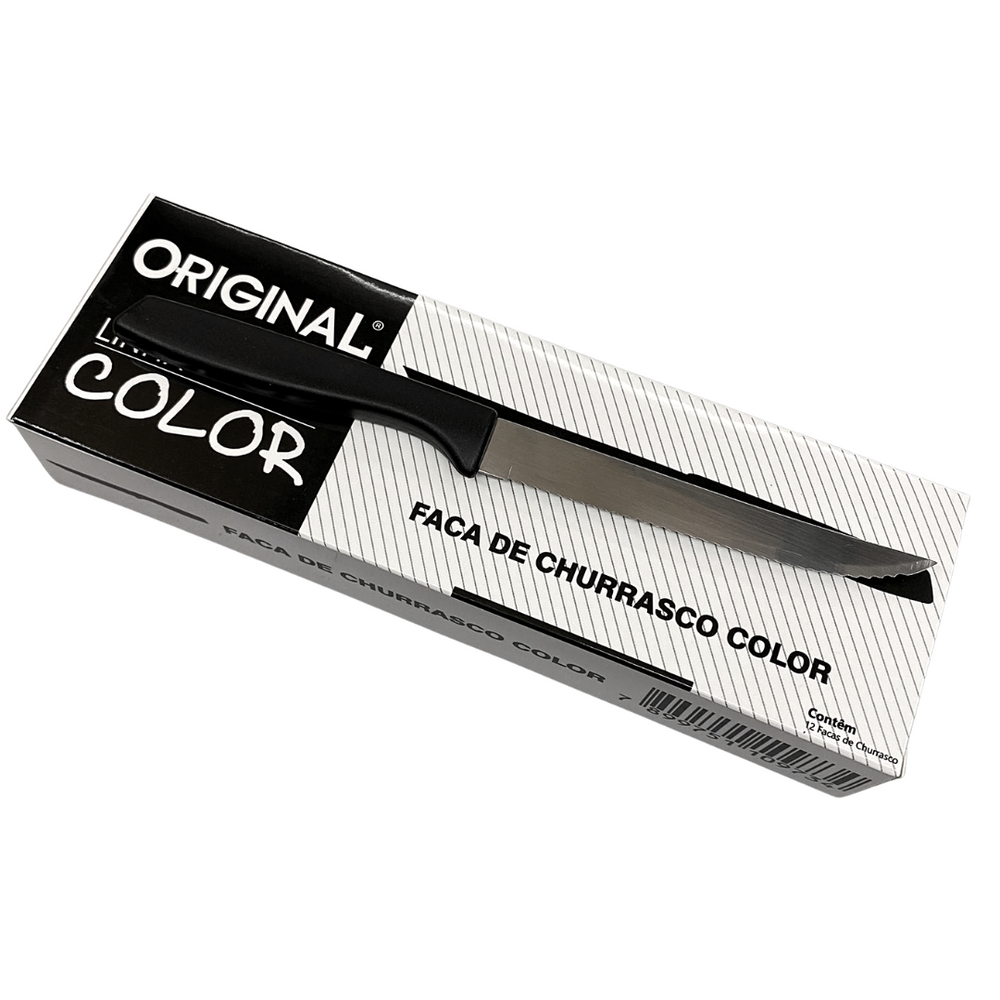 Faca de Churrasco Color Preto em Aço Inox Original