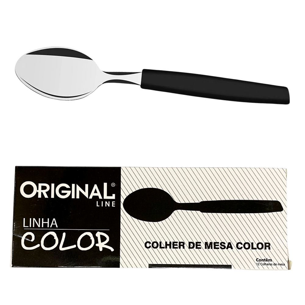 Colher de Mesa Color Preto em Aço Inox Original